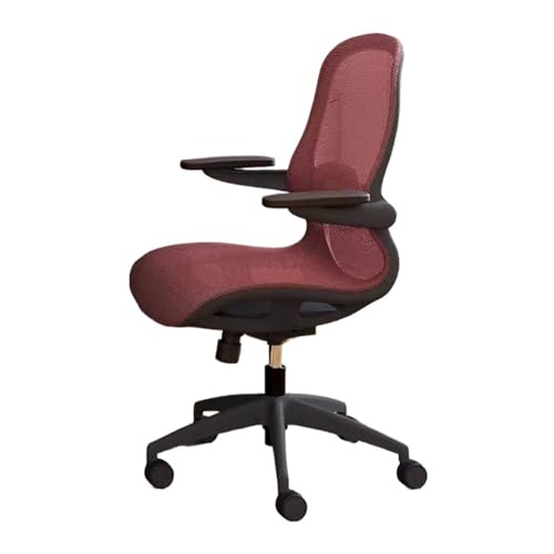 Ergonomischer Bürostuhl aus Netzstoff mit hoher Rückenlehne, verstellbare Klapparme, Lendenwirbelstütze, Drehrollen – bequemer Gaming- und Schreibtischstuhl (rot) von Generisch