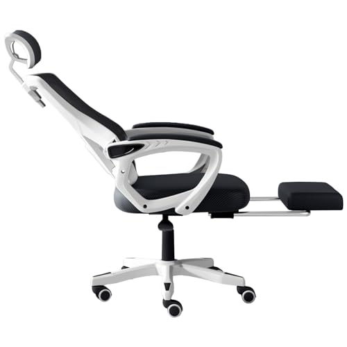 Ergonomischer Bürostuhl aus Netzstoff mit verstellbarer Fußstütze, Kopfstütze und Rückenlehne, um 360° drehbar, Arbeitsstuhl für Zuhause, Büro, Computertisch, Chef-Komfort, 90° 145° Neigung Ergonomischer Bürostuhl aus Netzstoff mit verstellbarer Fußstütze, Kopfstütze und Rückenlehne, um 360° drehbar, Arbeitsstuhl für Zuhause, Büro, Computertisch, Chef-Komfort, 90° 145° Neigung von Generisch