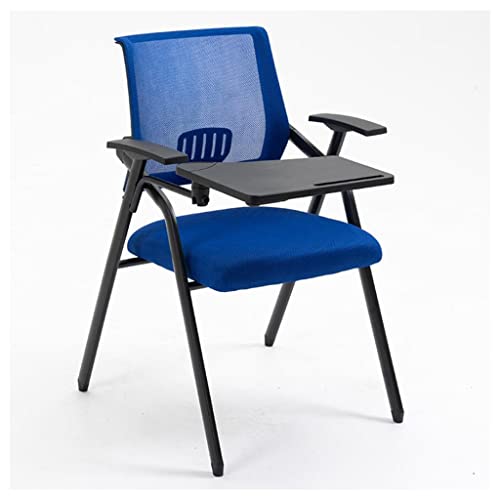 Ergonomischer Bürostuhl mit Lendenwirbelstütze, Netzstoff, faltbares Design, Rechtshänder, Tablet-Arm und Getränkehalter, ideal für Erwachsene und Schüler in Schulen, Blau von Generisch