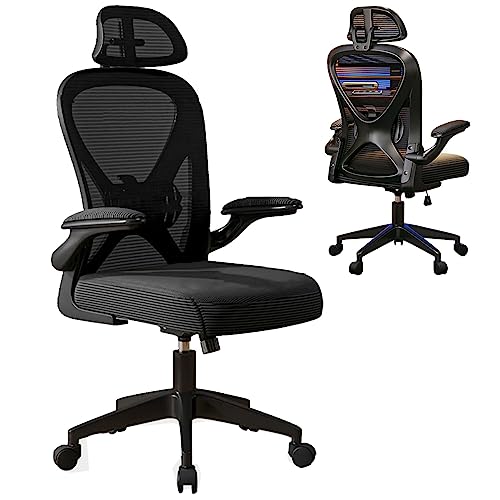 Ergonomischer Bürostuhl mit hoher Rückenlehne – verstellbare hochklappbare Armlehne mit Drehgelenk aus Netzstoff, Gaming-Stuhl für Zuhause, Büro, Arbeit, Studium von Generisch