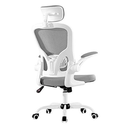 Ergonomischer Drehstuhl mit Lendenwirbelstütze und Kopfstütze, verstellbarer Neigung, Schreibtischstuhl, atmungsaktiv, hohe Rückenlehne, Netzstoff, Bürostuhl für Komfort (Grau) von Generisch