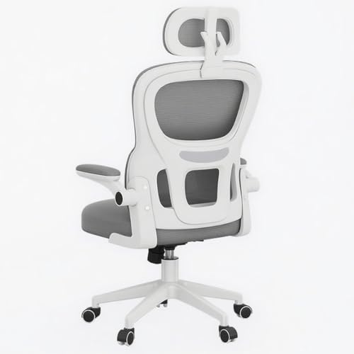 Ergonomischer Drehstuhl mit hochklappbaren Armlehnen, hohe Rückenlehne, Netzstoff, Schreibtischstuhl, abnehmbare Kopfstütze und elastische Lendenwirbelstütze, platzsparendes Design für ultimativen von Generisch