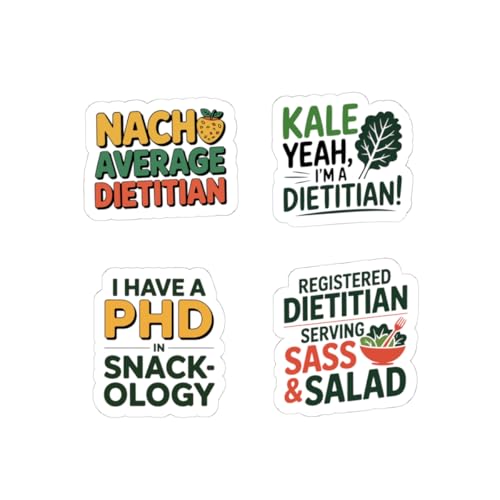Ernährungsberater-Aufkleber-Set – 4 Stück Ernährungsmotiv-Vinyl-Aufkleber für registrierte Ernährungsberater und Ernährungswissenschaftler (7,6 x 7,6 cm) von Generisch