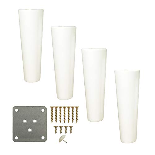 Ersatz-Holzbeine für Schränke und Sofas, 4 Stück, Weiß, 11,9 cm, Möbelbeine mit Montageplatten und Schrauben, ideal für Schlafsofas und Tische, werten Sie Ihren Möbelstil auf von Generisch