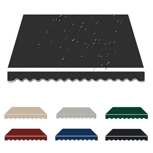 Ersatzstoff für Outdoor-Markise, wasserdicht, Terrassen-Sonnenschutz, 3,5 m, 4,5 m, 5 m, schwarz, 3 x 2 m, ideal für Balkon und Garten (Rahmen nicht im Lieferumfang enthalten) von Generisch