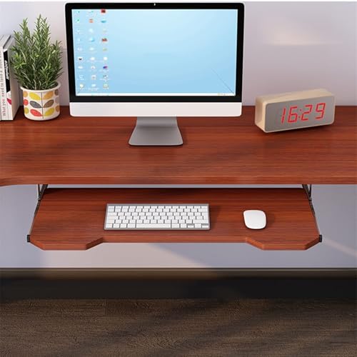 Erweiterbare Schreibtischablage für Computer, Tastaturablage aus Holz, unter dem Schreibtisch, extra Stauraum, 60 x 30 cm, Weiß (Teak C) – perfekt für Home Office von Generisch
