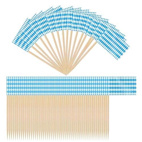 Essen Zahnstocher Fähnchen - Beidseitig Bedruckte Mini Stabflaggen,100 Stück Essbare Holzstäbchen Für Fingerfood Charcuterie Garten Küchendekoration von Generisch