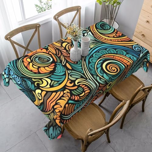 Ethnische Blumenkunst-Tischdecke, rechteckig, 140 x 90 cm, Mandara-Tischdecke für Esstisch, knitterfreie Tischdecke für Zuhause, Innen- und Außenbereich, Party-Dekoration Ethnische Blumenkunst-Tischdecke, rechteckig, 140 x 90 cm, Mandara-Tischdecke für Esstisch, knitterfreie Tischdecke für Zuhause, Innen- und Außenbereich, Party-Dekoration von Generisch