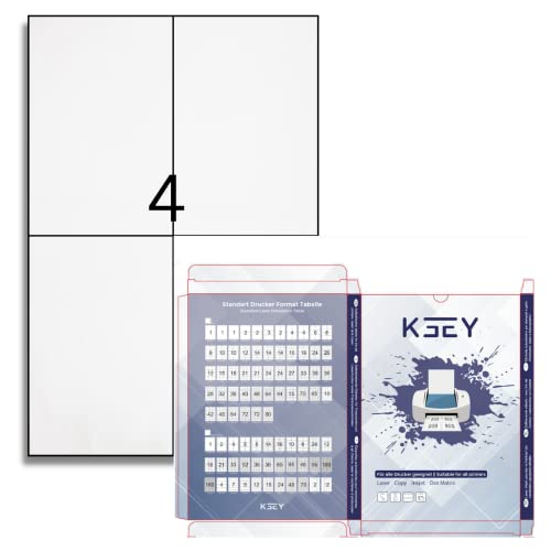 Etiketten selbstklebend, 100 Blatt, weiß, bedruckbar, Universal Klebeetiketten, DIN A4 (105x148mm) von Generisch
