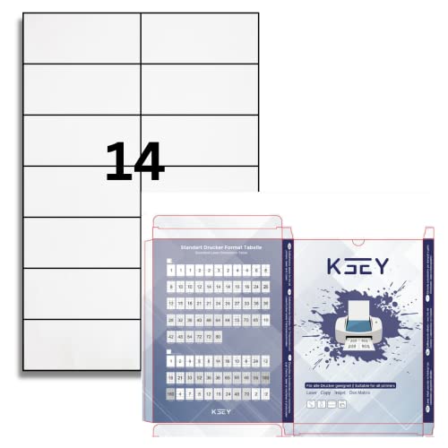 Etiketten selbstklebend, 100 Blatt, weiß, bedruckbar, Universal Klebeetiketten, DIN A4 (105x42mm) von Generisch