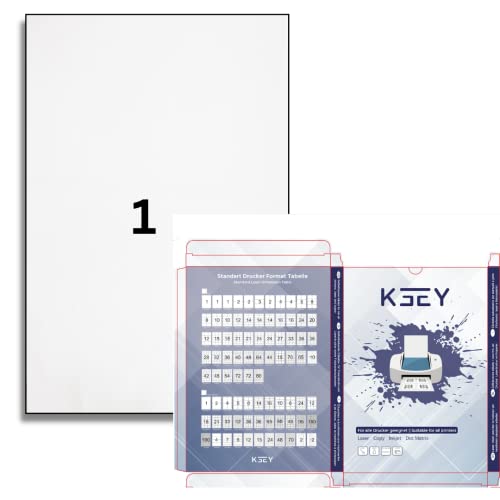 Etiketten selbstklebend, 100 Blatt, weiß, bedruckbar, Universal Klebeetiketten, DIN A4 (210x297mm) von Generisch