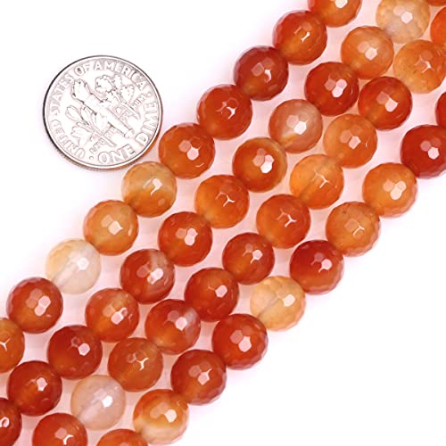 Eu9-k10626 Roter Karneol-Achat, facettierter Naturstein, runde Perlen, Halbedelstein, lose Perlen für Schmuckherstellung, 38,1 cm, Perlenstrang, DIY, Handarbeitsbedarf, 8 mm von Generisch