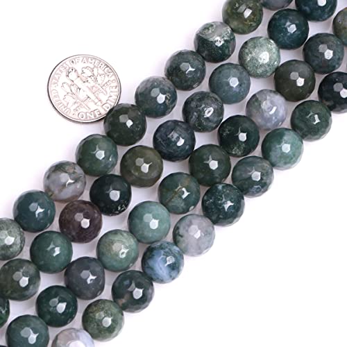 Eu9-k10646 grüne Moosachat-Naturstein-Perlen, rund, Halbedelstein, lose Perlen für Schmuckherstellung, 38,1 cm, Perlenstrang, DIY, Handarbeit, Bastelbedarf, 10 mm von Generisch