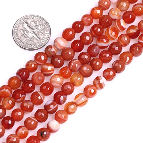 Eu9-k10683 Roter Onyx-Achat, facettierter Naturstein, runde Perlen, Halbedelstein, lose Perlen für Schmuckherstellung, 38,1 cm, Perlenstrang, DIY, Handarbeit, Bastelbedarf, 6 mm von Generisch