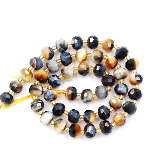 Eu9-k9195 Natursteinperlen für Armbänder, Halsketten, 5 Stränge und eine Rolle, Schnur innen, facettierte Rondelle, graues Tigerauge, 8 mm, 5 Stränge und eine Rolle Eu9-k9195 Natursteinperlen für Armbänder, Halsketten, 5 Stränge und eine Rolle, Schnur innen, facettierte Rondelle, graues Tigerauge, 8 mm, 5 Stränge und eine Rolle von Generisch
