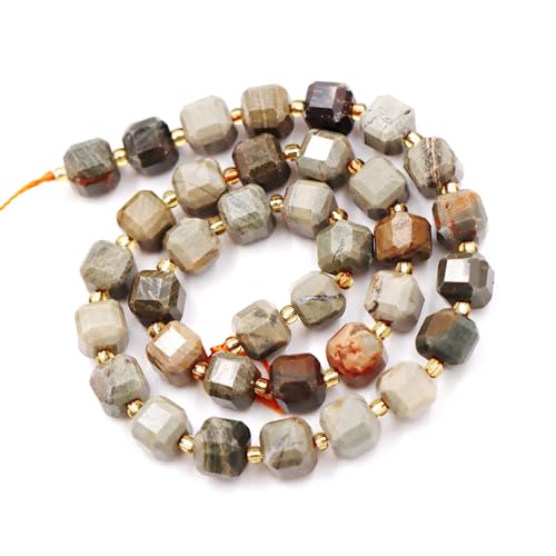 Eu9-k9264 Natürliche facettierte Steinperlen zur Schmuckherstellung, verkauft pro Beutel, 5 Stränge innen, Würfel, grau gestreift, Jaspis, 8 mm Eu9-k9264 Natürliche facettierte Steinperlen zur Schmuckherstellung, verkauft pro Beutel, 5 Stränge innen, Würfel, grau gestreift, Jaspis, 8 mm von Generisch