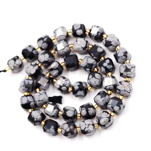 Eu9-k9279 Natürliche facettierte Steinperlen zur Schmuckherstellung, Verkauf pro Beutel, 5 Stränge innen, Würfel, Schneeflocken-Obsidian, 6 mm Eu9-k9279 Natürliche facettierte Steinperlen zur Schmuckherstellung, Verkauf pro Beutel, 5 Stränge innen, Würfel, Schneeflocken-Obsidian, 6 mm von Generisch