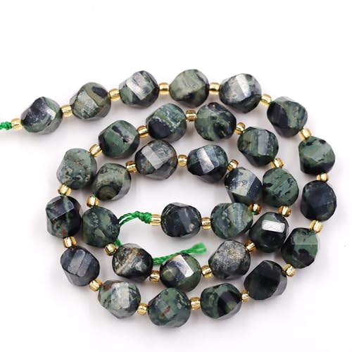 Eu9-k9323 Natursteinperlen zur Schmuckherstellung, verkauft pro Beutel, 5 Stränge und eine Rolle, Schnur innen, facettiert, S-Form, grüne Augen, Jaspis, 10 mm Eu9-k9323 Natursteinperlen zur Schmuckherstellung, verkauft pro Beutel, 5 Stränge und eine Rolle, Schnur innen, facettiert, S-Form, grüne Augen, Jaspis, 10 mm von Generisch
