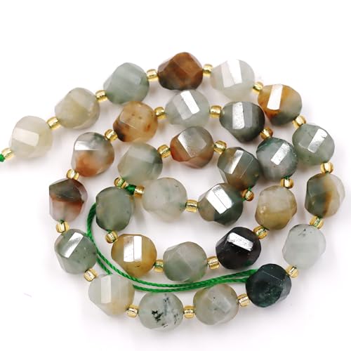 Eu9-k9729 Natursteinperlen zur Schmuckherstellung, Verkauf pro Beutel, 5 Stränge und eine Rolle, Schnur innen, facettiert, S-Form, Sakura-Jade, 10 mm Eu9-k9729 Natursteinperlen zur Schmuckherstellung, Verkauf pro Beutel, 5 Stränge und eine Rolle, Schnur innen, facettiert, S-Form, Sakura-Jade, 10 mm von Generisch