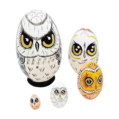 Eulen-Nistei, russische Nesting-Puppen, handbemalte Holzfiguren, pädagogisches und verspieltes Design, wiederverwendbarer dekorativer , 12 x 6,8 cm, für Wohnzimmer, Schlafzimmer, Büros Eulen-Nistei, russische Nesting-Puppen, handbemalte Holzfiguren, pädagogisches und verspieltes Design, wiederverwendbarer dekorativer , 12 x 6,8 cm, für Wohnzimmer, Schlafzimmer, Büros von Generisch