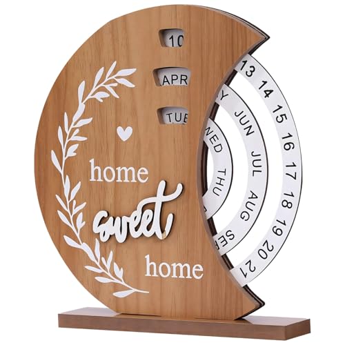 Ewiger Kalender aus Holz, Mond-Thema, Datumseinstellung, stilvolle Schreibtischdekoration, ideal für Geschenke und Tischdekoration Ewiger Kalender aus Holz, Mond-Thema, Datumseinstellung, stilvolle Schreibtischdekoration, ideal für Geschenke und Tischdekoration von Generisch