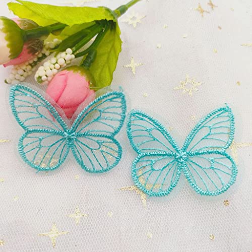 Exquisit bestickte Netz-Schmetterlinge für Kopfbedeckungen, Haarspangen, DIY, Handwerk, exquisit besticktes Netz, Hüte, Schuhe, Flicken, Zubehör, 20 Stück (grün) von Generisch