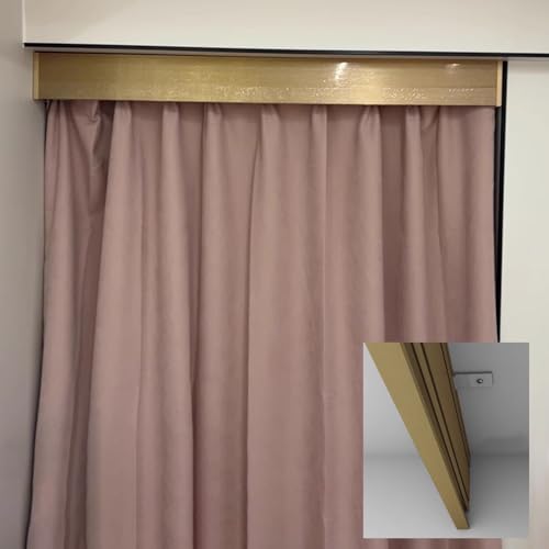 Extra Lange Deckenvorhang-Parmet-Box – Gebürstetes Gold-Gesims-Panel-Abdeckung für Schlafzimmer und Wohnzimmer – 420 cm (13,8 Fuß) dekorative Vorhangschiene ohne Schiene von Generisch