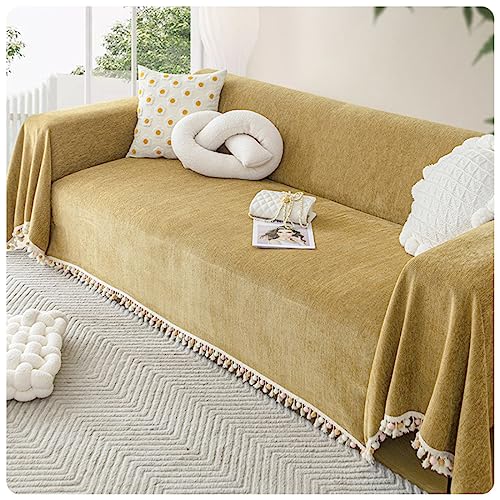 Extra große Chenille-Überwurfdecke – gemütliche dekorative Decke für Sofas, Sofas und Betten – 180 x 360 cm, weicher Plüschstoff, perfekt für Heimdekoration von Generisch