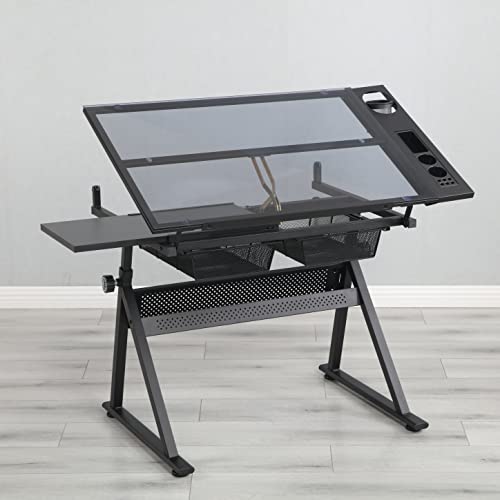 Extra großer, verstellbarer Zeichentisch mit Schubladen, 5 mm Tischplatte aus gehärtetem Glas, 0–75 ° Neigung, perfekter Steharbeitsplatz für Zuhause, Büro, Kunststudio, Remote-Arbeit Extra großer, verstellbarer Zeichentisch mit Schubladen, 5 mm Tischplatte aus gehärtetem Glas, 0–75 ° Neigung, perfekter Steharbeitsplatz für Zuhause, Büro, Kunststudio, Remote-Arbeit von Generisch