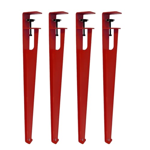 F-förmige Metall-Tischbeine, 4 robuste Eisen-Möbelbeine mit Klemme, kein Bohren, schützt Möbelbodenschoner im Lieferumfang enthalten, Rot, 76 cm von Generisch