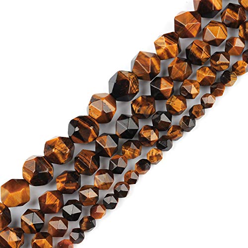Facettierte Natursteinperlen der Güteklasse AAA – DIY Edelstein loser Strang für die Schmuckherstellung (Tigerauge, 6 mm) von Generisch