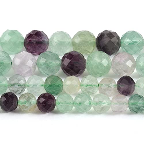 Facettierte bunte Fluorit-Perlen, Naturstein, lose Abstandshalter, runde Perlen für Schmuckherstellung, DIY-Armband, Zubehör, 10 mm, ca. 16 Stück von Generisch