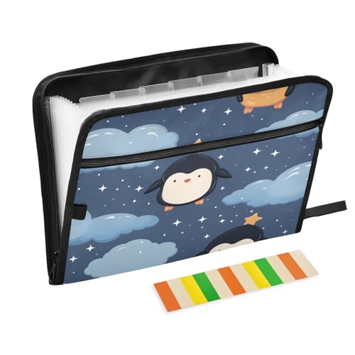 Fächermappe Pinguine, Sterne, Wolken, 13 Taschen, Akkordeon-Aktenordner mit Klebeetiketten, Reißverschluss, tragbarer A4-Dokumenten-Organizer für Zuhause, Büro, Schulbedarf Fächermappe Pinguine, Sterne, Wolken, 13 Taschen, Akkordeon-Aktenordner mit Klebeetiketten, Reißverschluss, tragbarer A4-Dokumenten-Organizer für Zuhause, Büro, Schulbedarf von Generisch