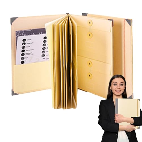 Fächermappen, Papier-Fächermappen, tragbare Dokumententasche – Quittungsorganizer mit Etiketten, Briefgröße, Bürobedarf für Rechnungen, Akten und Dokumente von Generisch