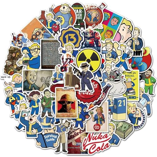 Fallout Sticker Set丨50Pcs Vinyl Lustige Aufkleber Decals Coole Graffiti Anime Wasserfeste Sticker Für Laptop Skateboard Trinkflasche Handy Tassen Fahrrad Koffer Brotdose Kühlschränk Usw von Generisch