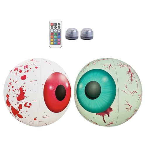 Falsche Augen | 23,62 Zoll Augapfel | Occhio -Luftballons | Halloween aufblasbare Dekoration mit LED -Leuchten, die in PVC wiederverwendbar sind, einfach zu bedienen für Rasen, Garten, draußen von Generisch
