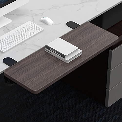 Faltbare Schreibtisch-Verlängerungsablage, Klemme für Tastatur, Schublade, Regalstütze, Computer-Armlehnenhalter, Mahagoni, 64 x 24 cm, verbessert den Arbeitsplatz und Komfort von Generisch