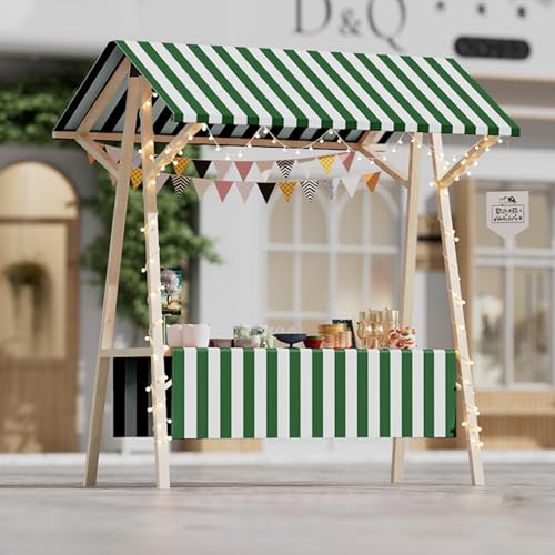Faltbarer Marktstand aus Holz mit Sonnenschutz, Kiefernholz, für Bastelmessen und Veranstaltungen, tragbarer Verkaufsständer, Grün (groß) von Generisch