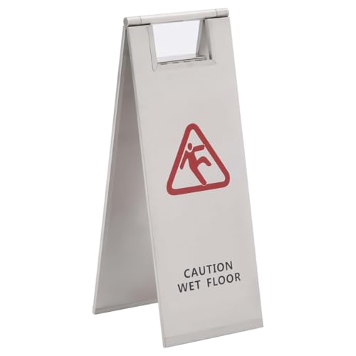 Faltbares Schild mit Aufschrift "Wet Floor", Edelstahl, robuster Warnständer für den Innen- und Außenbereich, rutschfeste Unterseite, tragbare Sicherheitskegel-Alternative von Generisch