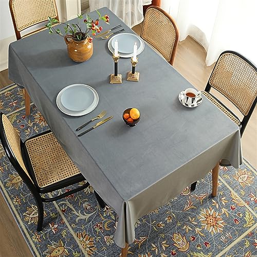 Faltenfreie Baumwoll-Samt-Tischdecke, elegant, grau, dekorative Tischdecke für Esszimmer, 134,9 x 180,1 cm, rechteckige Stofftischdecke für Partys und Veranstaltungen zu Hause von Generisch