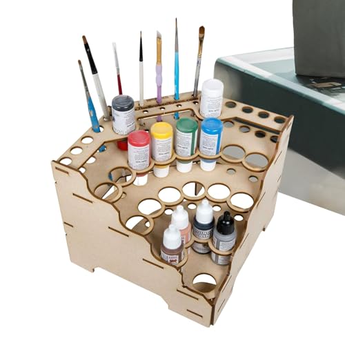 Farbhalter-Organizer | Farbregal – Holzaufbewahrung, Organizer, Pinselhalter, gestuftes Layout, Farbflaschen-Organizer, modulares Farbregal von Generisch