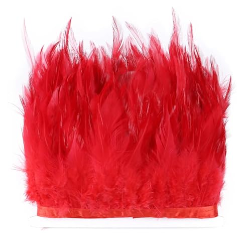 Farbige Hühnerfeder-Bordüre, 10–15 cm, Band zum Nähen, für Bastelarbeiten, Kleider, Partys, Kostüme, Rot, 10 m Farbige Hühnerfeder-Bordüre, 10–15 cm, Band zum Nähen, für Bastelarbeiten, Kleider, Partys, Kostüme, Rot, 10 m von Generisch