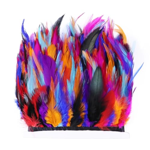Farbige Hühnerfeder-Bordüre, 10–15 cm, Band zum Nähen, für Bastelarbeiten, Kleider, Partys, Kostüme, gemischte Farben, 2 m Farbige Hühnerfeder-Bordüre, 10–15 cm, Band zum Nähen, für Bastelarbeiten, Kleider, Partys, Kostüme, gemischte Farben, 2 m von Generisch