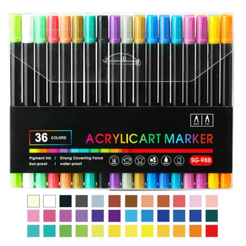 Farbmarker, Acryl-Marker-Set, wasserfest, Künstlerbedarf, Pinselspitze, Zeichnen, Textmarker, 24/36 Farben, für Kinder, Studenten, Malerei, Graffiti Farbmarker, Acryl-Marker-Set, wasserfest, Künstlerbedarf, Pinselspitze, Zeichnen, Textmarker, 24/36 Farben, für Kinder, Studenten, Malerei, Graffiti von Generisch