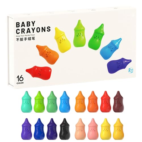 Farbstifte – leicht zu greifende Buntstifte für Kleinkinder, Flaschenform, Wachsfarbe für einfachen Halt, abwaschbare Fingerkreiden für Mädchen, Kinder, Kinder von Generisch