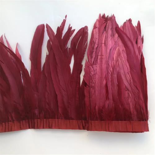 Federbordüre, 2 Meter/Los, 20–25 cm, DIY Hühnerfedern, Fransenstreifen für Weihnachtsfeier, Burgunderrot Federbordüre, 2 Meter/Los, 20–25 cm, DIY Hühnerfedern, Fransenstreifen für Weihnachtsfeier, Burgunderrot von Generisch