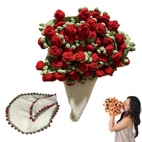 Fertige Blumenstraußdecke, gestrickte Blumen, weiche Überwurfdecke, handgefertigte Häkelblumen-Decken, einzigartige Geschenke für Freunde und Heimdekoration (A, 109,2 cm) von Generisch