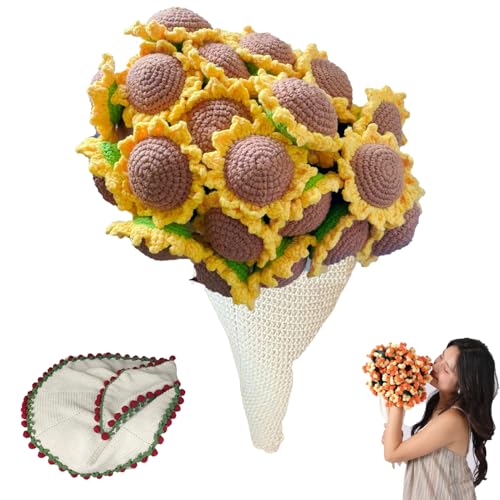 Fertige Blumenstraußdecke, gestrickte Blumen, weiche Überwurfdecke, handgefertigte Häkelblumen-Decken, einzigartige Geschenke für Freunde und Heimdekoration (D, 80 cm) von Generisch