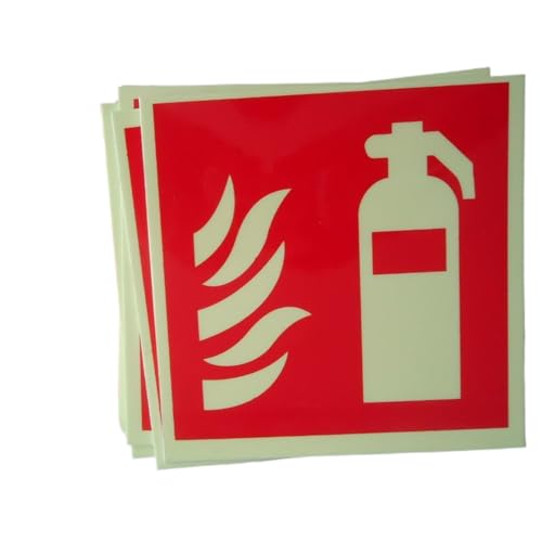 Feuerlöscher-Schild, selbstklebend, leuchtet im Dunkeln, PVC-Aufkleber, 15 x 15 cm, für Zuhause, Büro, Lager (4 Stück) von Generisch