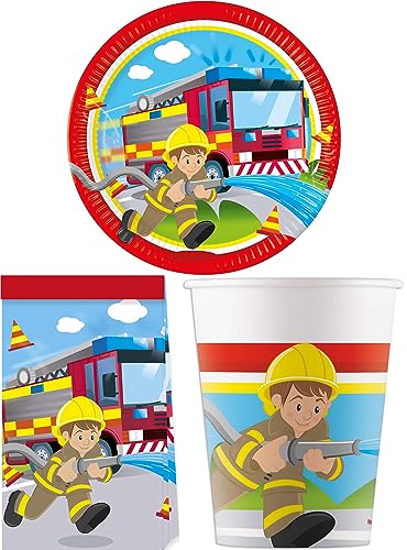 24-tlg. Set Kindergeburtstag Party Feier Fete Deko Motto Feuerwehr von Generisch